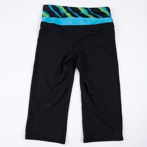CHAMPION black & neon blue green wide leg crop yoga pants size XS